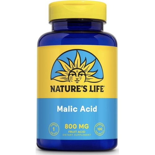 Nature's Life, Яблочная кислота, 800 мг, 100 вегетарианских капсул ...
